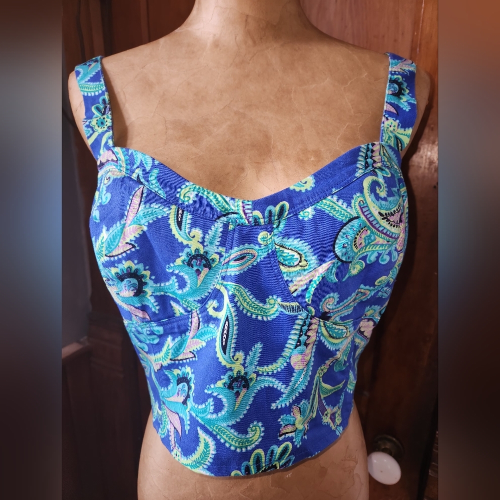 2/$30 Aeropostale Blue and Green Paisley Crop Top